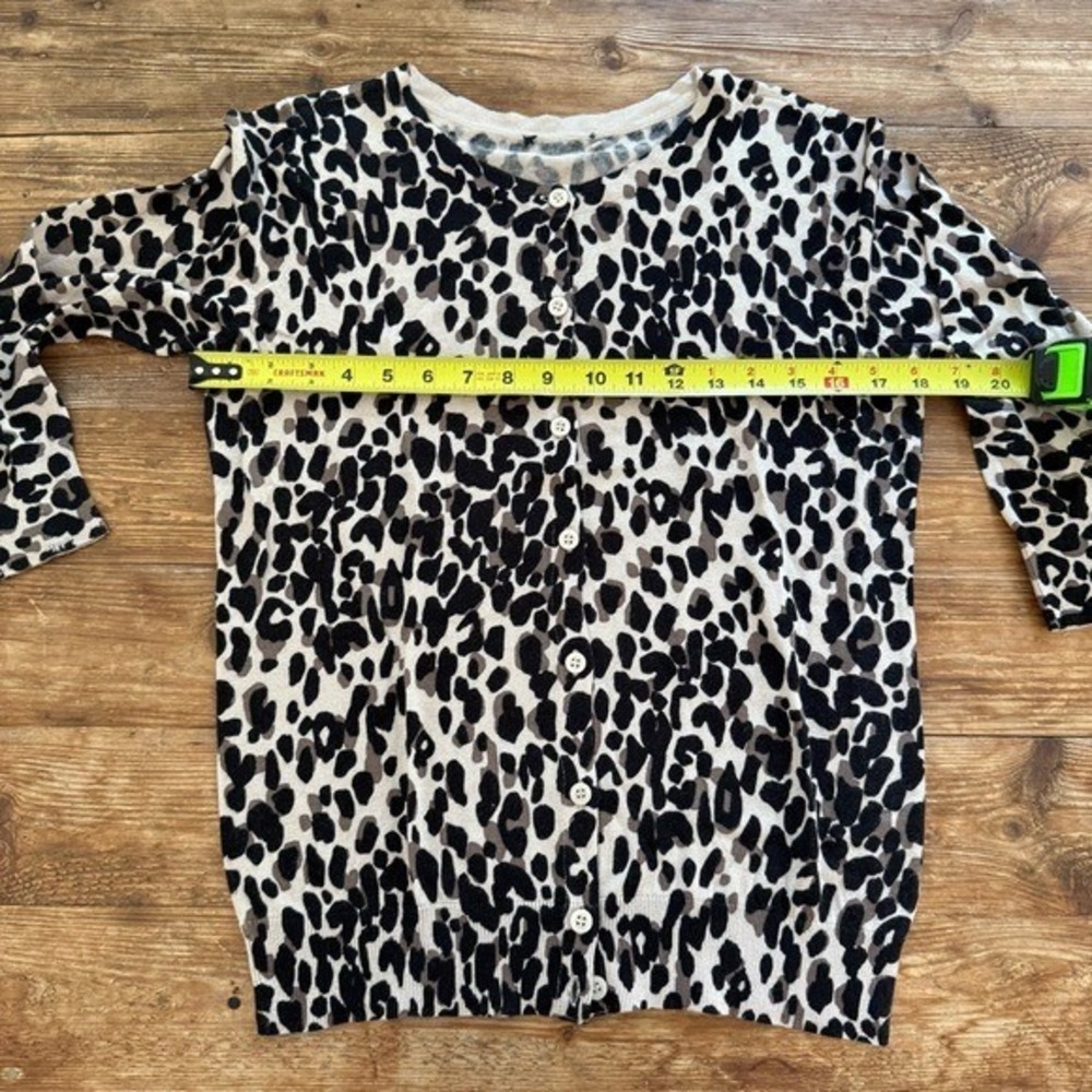 Animal Leopard Print 3/4 Sleeve Button-Up Black Brown Cardigan Women's S-M NWOT - Picture 7 of 8